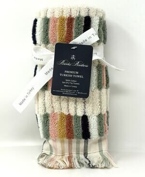 Brooks Brothers Turkish Cotton Mosaic Fingertip Towels Multicolor Fringe Tip